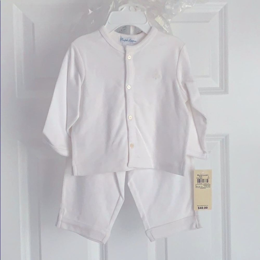 Ralph Lauren Two Piece Dylan Pant Set White 9 mo